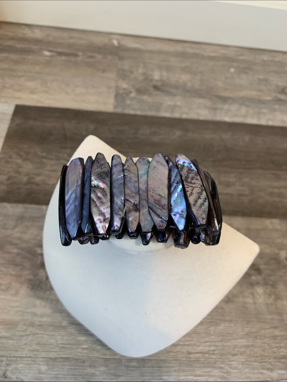 Iridescent Abalone Shell Stretch Bracelet